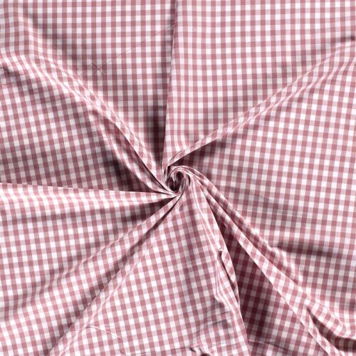 Hilo de popelina de algodón teñido - Vichy Karo10mm rosa antiguo