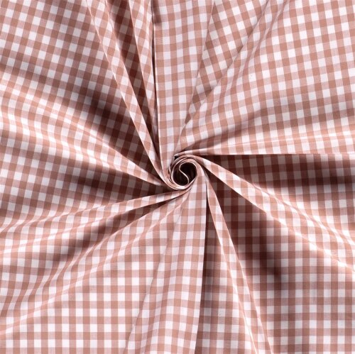 Fil de popeline de coton teint - Vichy Karo10mm rose antique