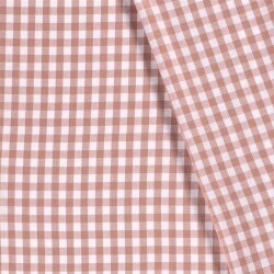 Fil de popeline de coton teint - Vichy Karo10mm rose antique