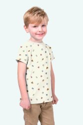Katoenen jersey PUZZLE - crème