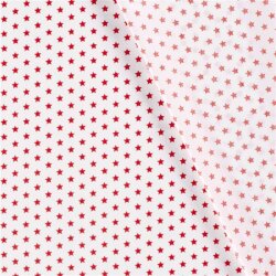 Étoiles de popeline de coton 10mm - blanc/rouge