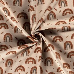 Interieurstoff Leinen-Optik Makramee Regenbogen - cremebeige