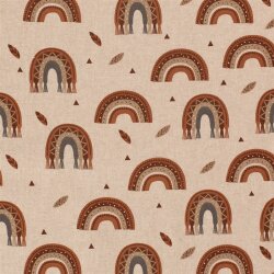 Interieurstoff Leinen-Optik Makramee Regenbogen - cremebeige