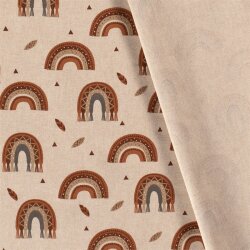 Interieurstoff Leinen-Optik Makramee Regenbogen - cremebeige