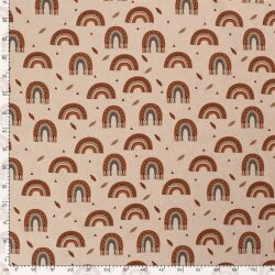 Interieurstoff Leinen-Optik Makramee Regenbogen - cremebeige