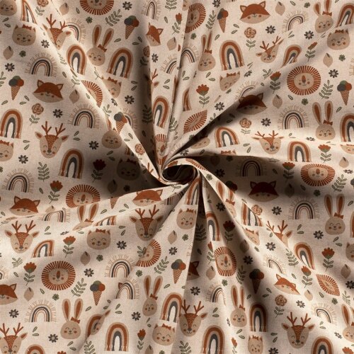 Interieurstoff Leinen-Optik FOREST ANIMALS