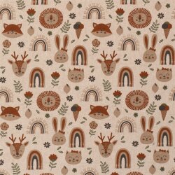 Interieurstoff Leinen-Optik FOREST ANIMALS