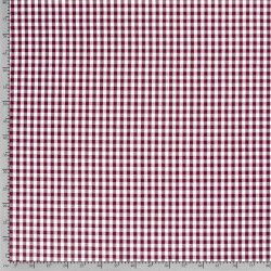 Barvená bavlněná poplinová příze - Vichy check10mm burgundská