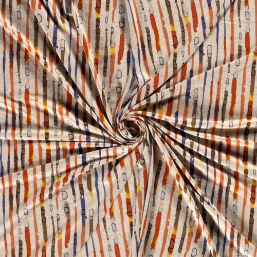 VISCOSE LINEN LOOK JERSEY ABSTRACT