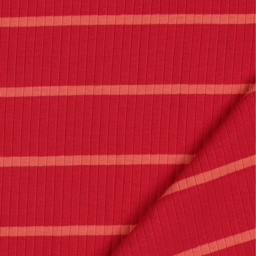 Rippenjersey DYED Streifen - magenta /CORAL