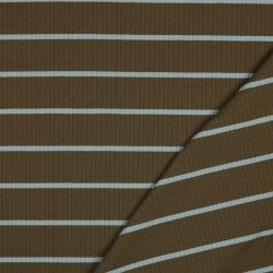 Rippenjersey Streifen - dunkeloliv/mint