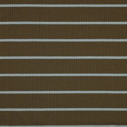 Rippenjersey Streifen - dunkeloliv/mint