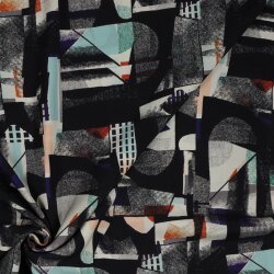 Viskose Popeline Kollagen Kunst - schwarz