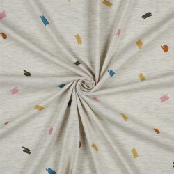 Baumwolljersey  Glitzer Kritzeleien - creme