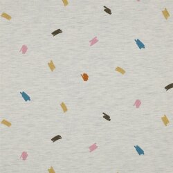 Baumwolljersey  Glitzer Kritzeleien - creme