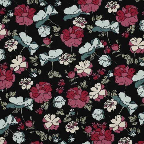 JERSEY BIG Flowers - NOIR