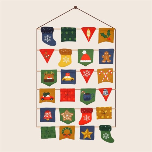 Baumwollpopeline Digital ADVENT CALENDAR PANEL - dunkelblau