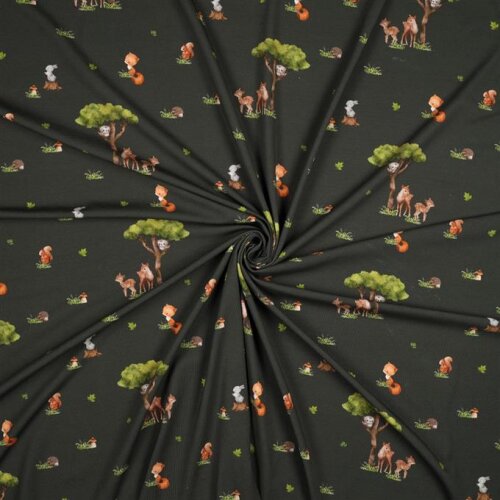 Bavlněný dres Digital Forest Animals - tmavě olivový