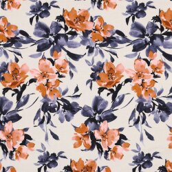French Terry Digital Flowers - cream