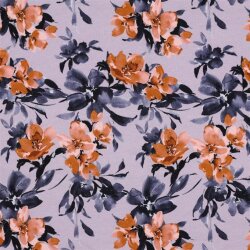 French Terry Digital fleurs - violet clair