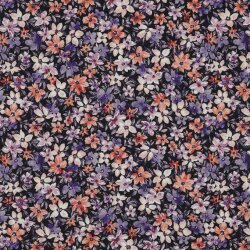 Cotton poplin digital flowers - black