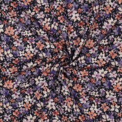 Popeline de coton à fleurs numériques - noir
