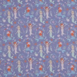 Cotton poplin digital mermaids - lavender