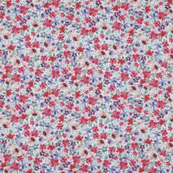 Cotton poplin digital small flowers - white