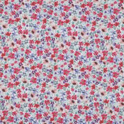 Popeline di cotone digitale a piccoli fiori - bianco