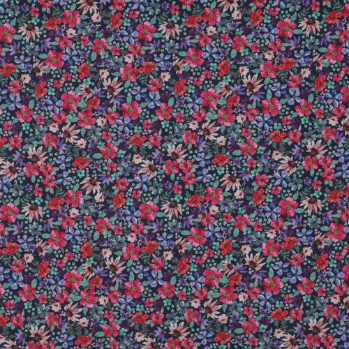 Cotton poplin digital small flowers - dark blue