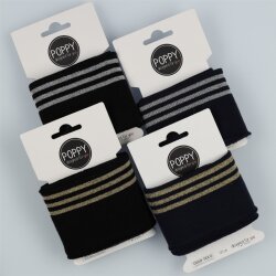 Boord Cuffs Lurex 7CM - schwarz/silber