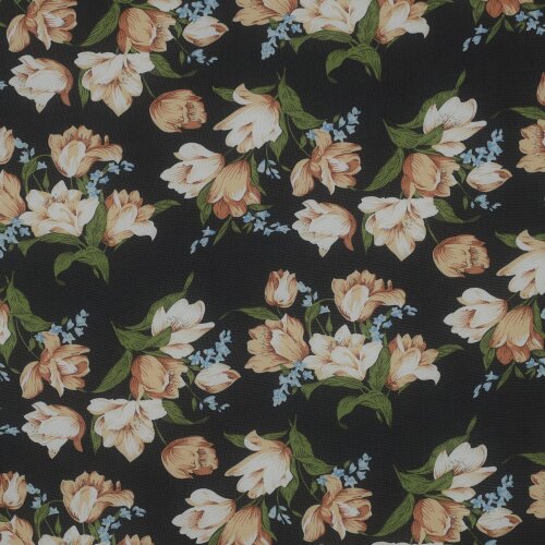 CHIFFON Flowers - BLACK / BABY BLUE