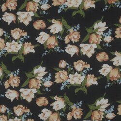 CHIFFON Flowers - BLACK / BABY BLUE