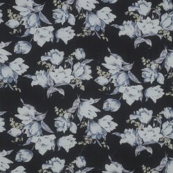 CHIFFON Flowers - BLACK / LIGHT BLUE