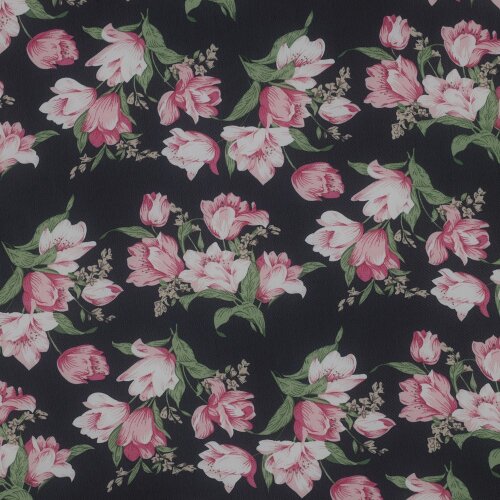 CHIFFON Flowers - NAVY / PINK
