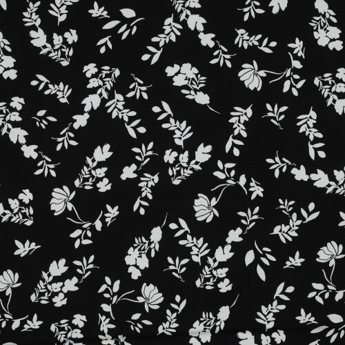 VISCOSA IMPRESA Flores - NEGRO