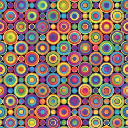 Módní tkanina dekorativní tkanina barevné kruhy - černá