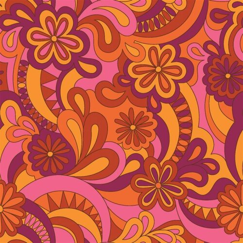 Tessuto moda Paisley Flowers - arancione