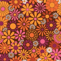Modestoff Dekostoff Hippie Blumen - orange