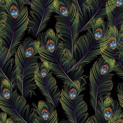 Tela de Moda Tela Decorativa Digital Plumas de Pavo Real...