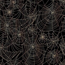 Polyester Jersey Foil Print Spider Web - Black