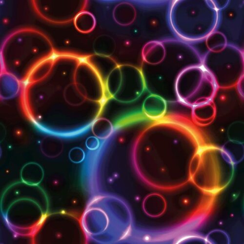 Polyesterový žerzej s barevnými bublinami - černý