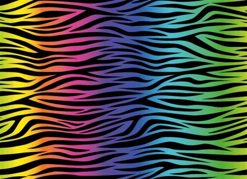 Polyester Jersey multicoloured zebra stripes - black