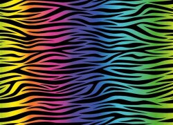 Polyester Jersey multicoloured zebra stripes - black