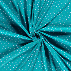 Katoenen tricot bloemetjes - turquoise