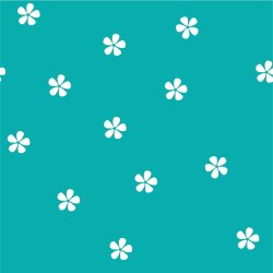 Katoenen tricot bloemetjes - turquoise