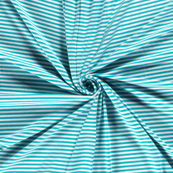 Jersey coton rayé 5mm - turquoise