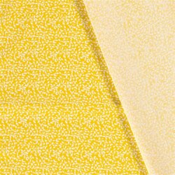 Popeline de coton à motifs de feuilles - jaune soleil