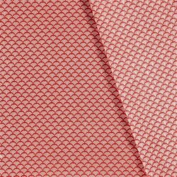 Vějířový vzor z bavlněného popelínu - červený