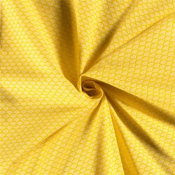 Popeline de coton à motif déventail - jaune soleil